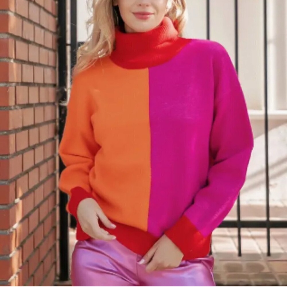 High neck color block sweater size Small